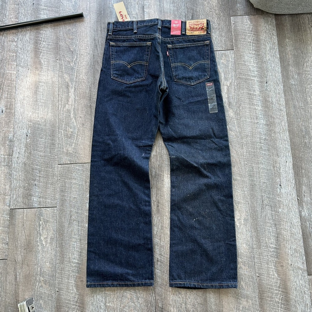 Levis 517 Jeans Mens 32x32 Blue Bootcut Dark Wash 5 Pocket Slim Zip Fly Mid Rise
